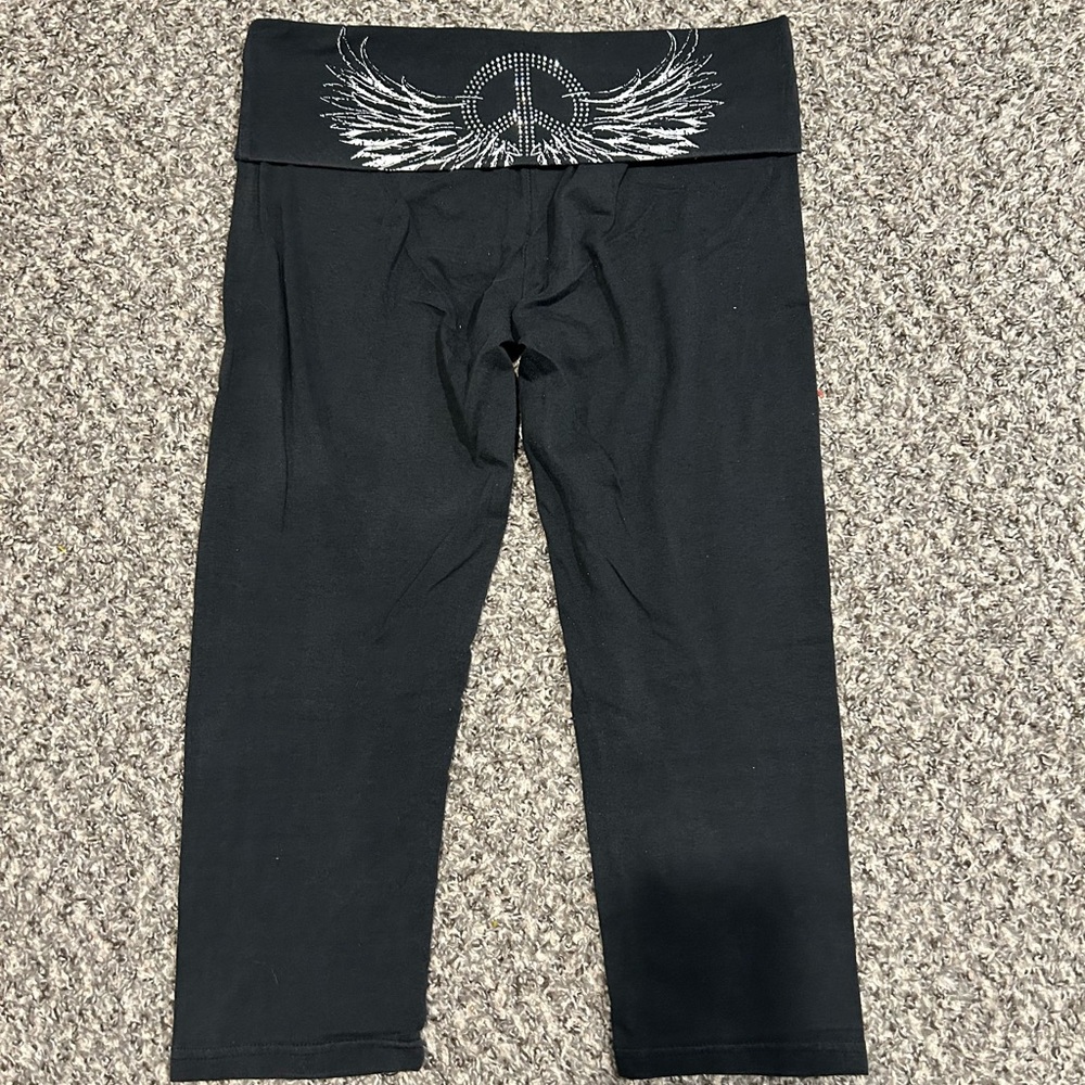 Y2K-Era ☮️ Vintage Bling Cropped Foldover Leggings